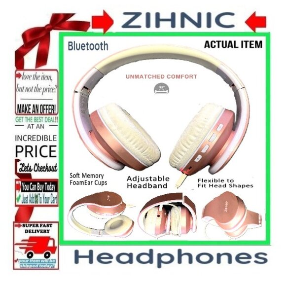 🛑 ZIHNIC Over Ear ➕🆒 HEADPHONES Bluetooth Wireless HEADSET Foldable💸BUY NOW‼️ - Picture 3 of 16
